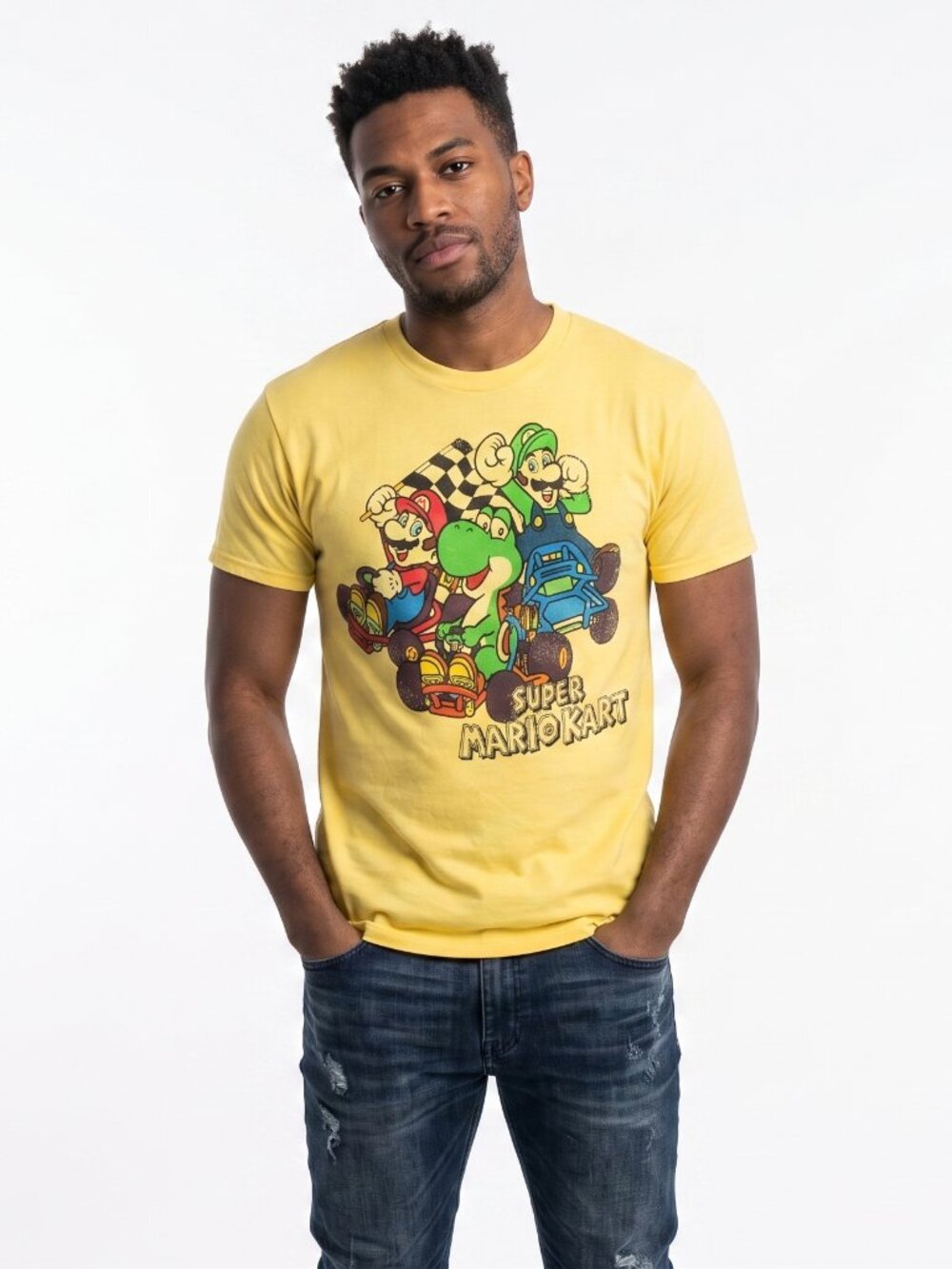 Super Nintendo Mens Super Mario Kart Mario, Luigi, Yoshi Shirt New